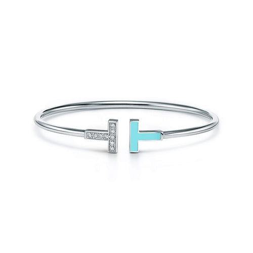 Tiff Diamond and Turquoise Wire Bracelet